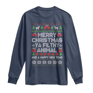 Funny Merry Christmas And A Happy New Year Long Sleeve Shirt Christmas Movie TS11 Navy Print Your Wear