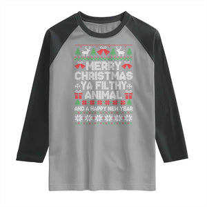 Funny Merry Christmas And A Happy New Year Raglan Shirt Christmas Movie TS11 Sport Gray Black Print Your Wear