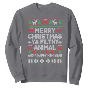 Funny Merry Christmas And A Happy New Year Sweatshirt Christmas Movie TS11 Charcoal Print Your Wear