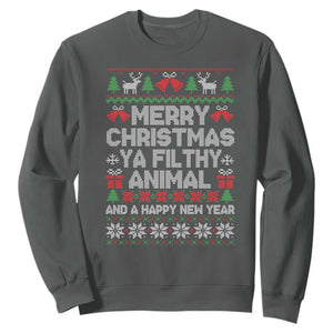 Funny Merry Christmas And A Happy New Year Sweatshirt Christmas Movie TS11 Dark Heather Print Your Wear