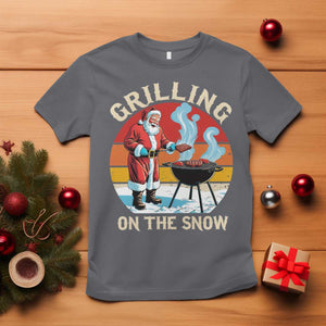 Funny Christmas Grilling Santa T Shirt Grilling On The Snow TS11 Charcoal Print Your Wear
