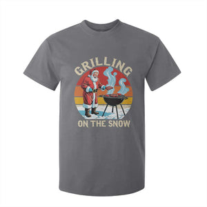 Funny Christmas Grilling Santa T Shirt For Kid Grilling On The Snow TS11 Charcoal Print Your Wear