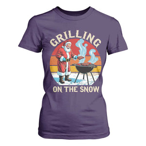 Funny Christmas Grilling Santa T Shirt For Women Grilling On The Snow TS11 Purple Print Your Wear
