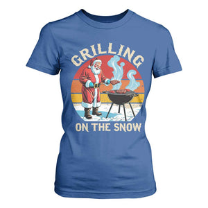 Funny Christmas Grilling Santa T Shirt For Women Grilling On The Snow TS11 Royal Blue Print Your Wear