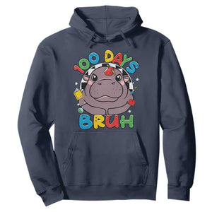 Funny Moo Deng 100 Days Bruh Hoodie Happy 100 Days Of School TS11 Navy Print Your Wear