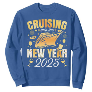 Family New Year's Trip 2025 Sweatshirt Cruising Into The New Year 2025 TS11 Royal Blue Print Your Wear
