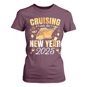 Family New Year's Trip 2025 T Shirt For Women Cruising Into The New Year 2025 TS11 Maroon Print Your Wear