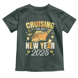 Family New Year's Trip 2025 Toddler T Shirt Cruising Into The New Year 2025 TS11 Dark Forest Green Print Your Wear