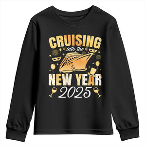 Family New Year's Trip 2025 Youth Sweatshirt Cruising Into The New Year 2025 TS11 Black Print Your Wear