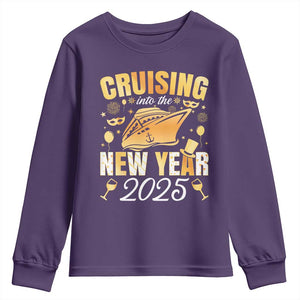 Family New Year's Trip 2025 Youth Sweatshirt Cruising Into The New Year 2025 TS11 Purple Print Your Wear