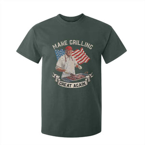 Funny Trump Make Grilling Great Again T Shirt For Kid Trump BBQ Grill Vintage American Flag TS11 Dark Forest Green Print Your Wear