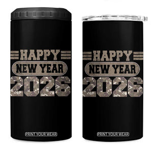 Camo Happy New Year Party 2026 4 in 1 Can Cooler Tumbler Camouflage NYE Party TS11 One Size: 16 oz Black Print Your Wear