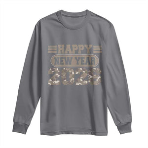 Camo Happy New Year Party 2026 Long Sleeve Shirt Camouflage NYE Party TS11 Charcoal Print Your Wear
