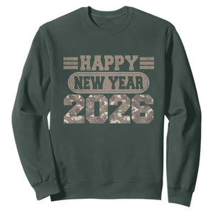 Camo Happy New Year Party 2026 Sweatshirt Camouflage NYE Party TS11 Dark Forest Green Print Your Wear