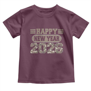 Camo Happy New Year Party 2026 Toddler T Shirt Camouflage NYE Party TS11 Maroon Print Your Wear