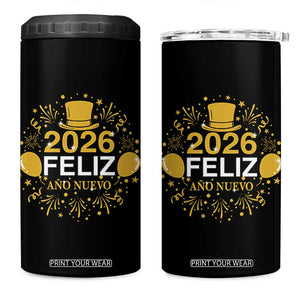 Spanish Mexican New Year 2026 4 in 1 Can Cooler Tumbler Feliz Ano Nuevo NYE Party TS11 One Size: 16 oz Black Print Your Wear