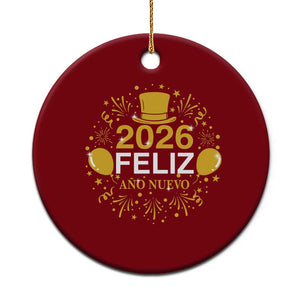 Spanish Mexican New Year 2026 Ceramic Ornament Feliz Ano Nuevo NYE Party TS11 1pc Red Print Your Wear