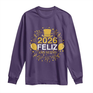Spanish Mexican New Year 2026 Long Sleeve Shirt Feliz Ano Nuevo NYE Party TS11 Purple Print Your Wear