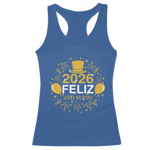 Spanish Mexican New Year 2026 Racerback Tank Top Feliz Ano Nuevo NYE Party TS11 Royal Blue Print Your Wear