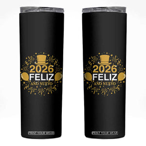Spanish Mexican New Year 2026 Skinny Tumbler Feliz Ano Nuevo NYE Party TS11 Black Print Your Wear