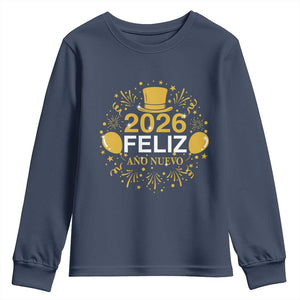 Spanish Mexican New Year 2026 Youth Sweatshirt Feliz Ano Nuevo NYE Party TS11 Navy Print Your Wear