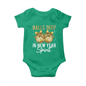 Funny New Year Disco Ball Baby Onesie Balls Deep In New Year Spirit TS11 Irish Green Print Your Wear