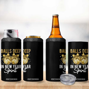 Funny New Year Disco Ball 4 in 1 Can Cooler Tumbler Balls Deep In New Year Spirit TS11 Print Your Wear