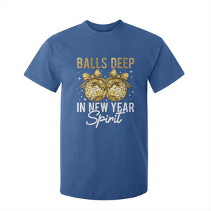 Funny New Year Disco Ball T Shirt For Kid Balls Deep In New Year Spirit TS11 Royal Blue Print Your Wear