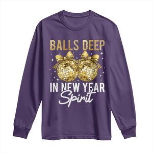 Funny New Year Disco Ball Long Sleeve Shirt Balls Deep In New Year Spirit TS11 Purple Print Your Wear