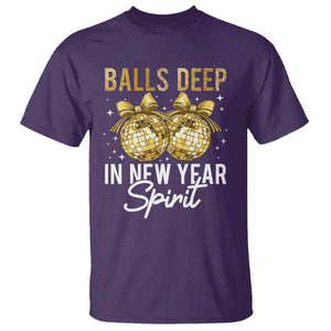 Funny New Year Disco Ball T Shirt Balls Deep In New Year Spirit TS11 Purple Print Your Wear