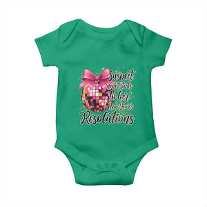 Funny Suspect Never Sticks To Her New Years Resolutions Baby Onesie Coquette Disco Ball TS11 Irish Green Print Your Wear