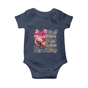 Funny Suspect Never Sticks To Her New Years Resolutions Baby Onesie Coquette Disco Ball TS11 Navy Print Your Wear
