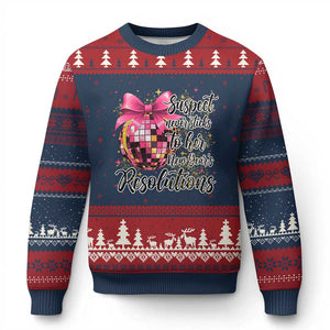 Funny Suspect Never Sticks To Her New Years Resolutions Ugly Christmas Sweater Coquette Disco Ball TS11 Navy Red Print Your Wear