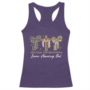 New Year New Beginnings Same Amazing God Racerback Tank Top Christian New Years Eve TS11 Purple Print Your Wear