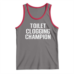 Toilet Clogging Champion Tank Top Funny Meme TS11 Deep Heather Red Print Your Wear