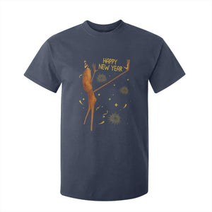 Funny Marcus The Worm New Year T Shirt For Kid Happy New Year NYE Party Firework TS11 Navy Print Your Wear