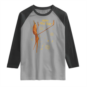 Funny Marcus The Worm New Year Raglan Shirt Happy New Year NYE Party Firework TS11 Sport Gray Black Print Your Wear