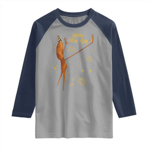 Funny Marcus The Worm New Year Raglan Shirt Happy New Year NYE Party Firework TS11 Sport Gray Navy Print Your Wear