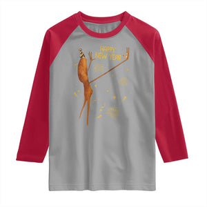 Funny Marcus The Worm New Year Raglan Shirt Happy New Year NYE Party Firework TS11 Sport Gray Red Print Your Wear