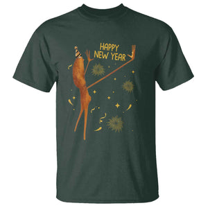 Funny Marcus The Worm New Year T Shirt Happy New Year NYE Party Firework TS11 Dark Forest Green Print Your Wear