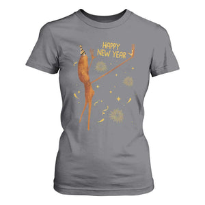Funny Marcus The Worm New Year T Shirt For Women Happy New Year NYE Party Firework TS11 Charcoal Print Your Wear