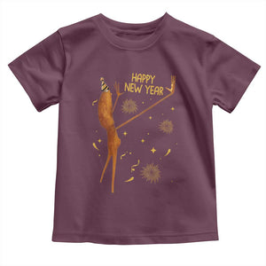 Funny Marcus The Worm New Year Toddler T Shirt Happy New Year NYE Party Firework TS11 Maroon Print Your Wear