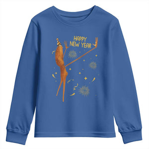 Funny Marcus The Worm New Year Youth Sweatshirt Happy New Year NYE Party Firework TS11 Royal Blue Print Your Wear