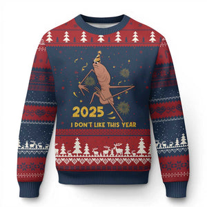 Funny Marcus The Worm New Year Ugly Christmas Sweater 2025 I Dont Like This Year Fireworks NYE Party TS11 Navy Red Print Your Wear