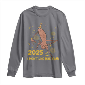 Funny Marcus The Worm New Year Long Sleeve Shirt 2025 I Dont Like This Year Fireworks NYE Party TS11 Charcoal Print Your Wear