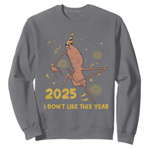 Funny Marcus The Worm New Year Sweatshirt 2025 I Dont Like This Year Fireworks NYE Party TS11 Charcoal Print Your Wear