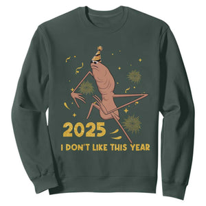 Funny Marcus The Worm New Year Sweatshirt 2025 I Dont Like This Year Fireworks NYE Party TS11 Dark Forest Green Print Your Wear