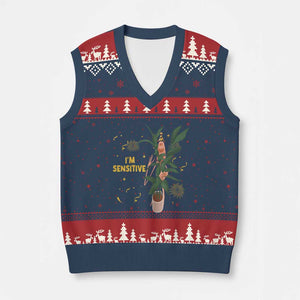 Funny Marcus The Worm New Year V-Neck Knit Sweater Vest I Am Sensitive NYE Party Firework TS11 Navy Red Print Your Wear