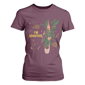 Funny Marcus The Worm New Year T Shirt For Women I Am Sensitive NYE Party Firework TS11 Maroon Print Your Wear