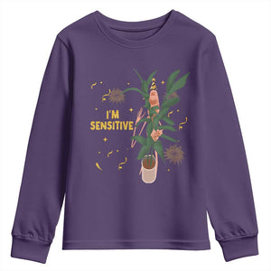 Funny Marcus The Worm New Year Youth Sweatshirt I Am Sensitive NYE Party Firework TS11 Purple Print Your Wear